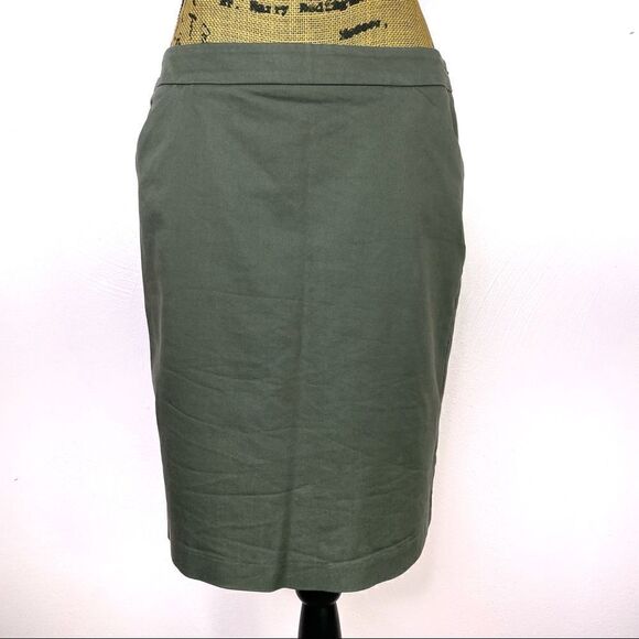 New York & Company Stretch Twill Khaki Pencil Skirt Olive 6 - Picture 1 of 12